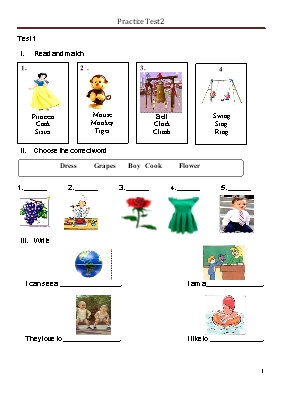 Đề kiểm tra môn Tiếng Anh Lớp 2 - Đề 2